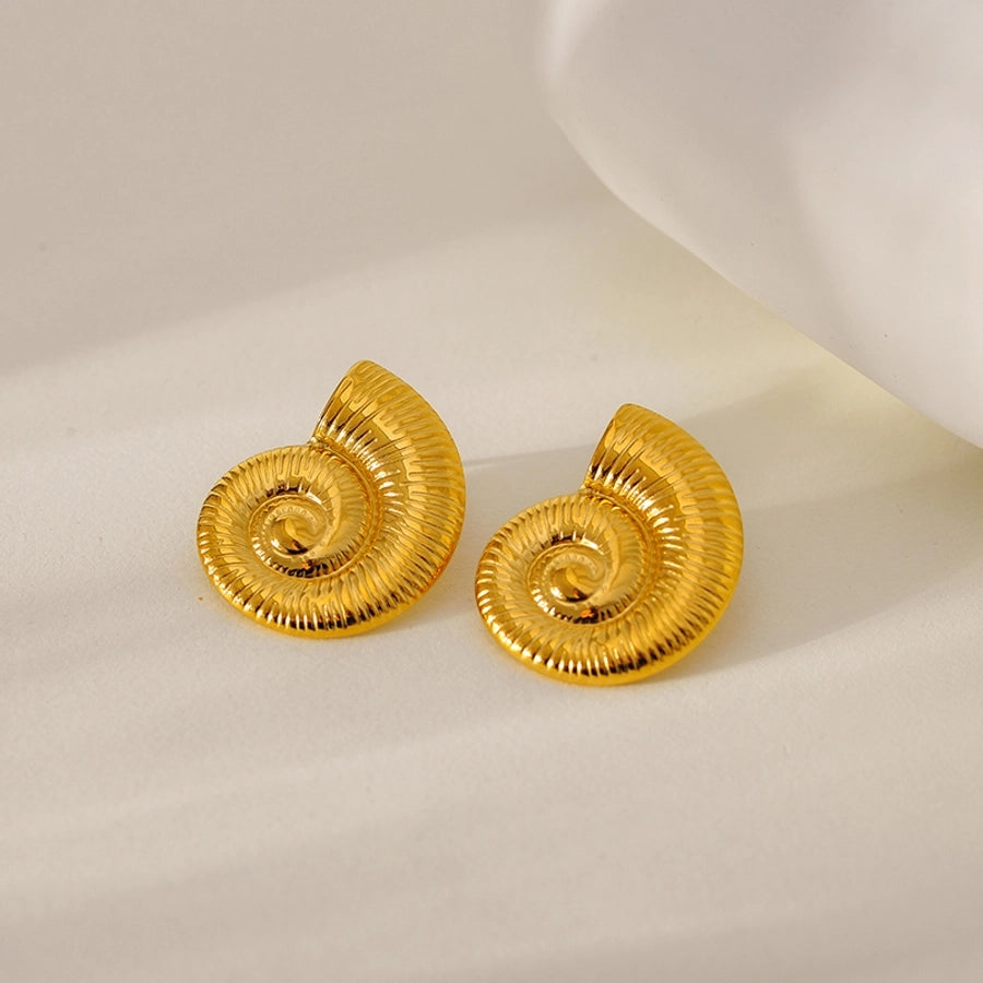 1 Pair Simple Style Classic Style Circle Heart Shape Spiral 304 Stainless Steel Ear Studs