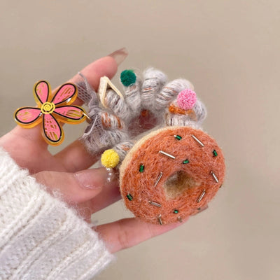 Cute Women's Letter Donuts Felt Hair Tie