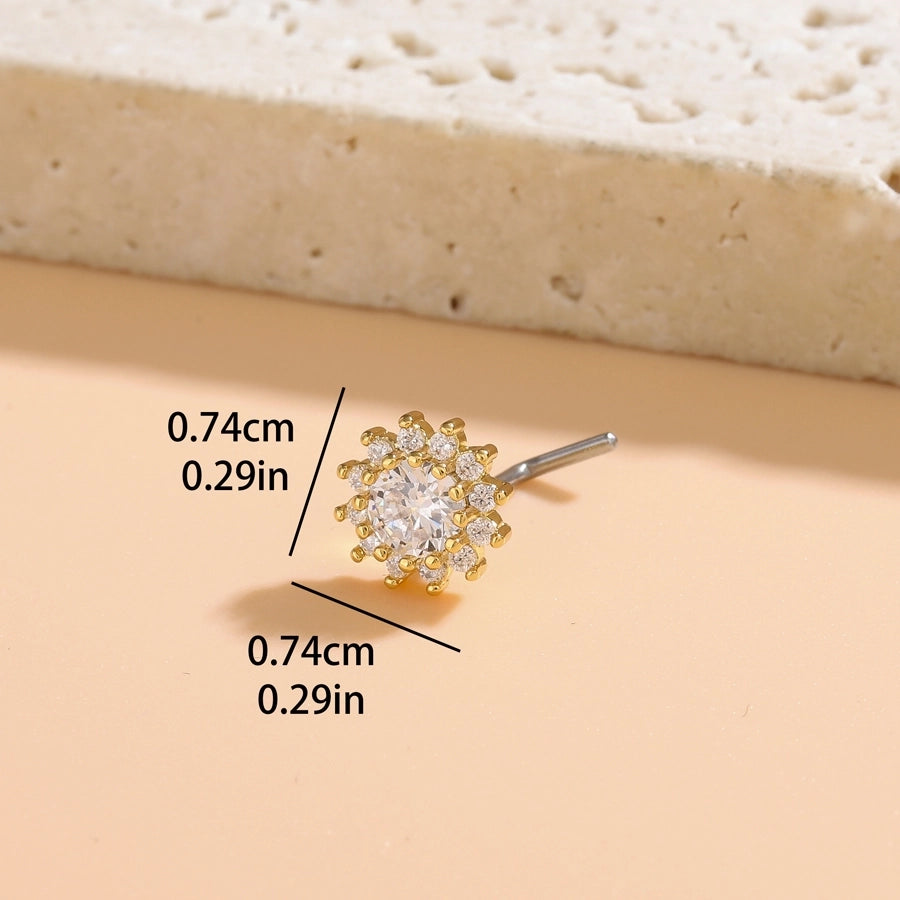 1 Piece Nose Rings & Studs Classic Style Cross Butterfly Copper Polishing Plating Zircon 18K Gold Plated Nose Rings & Studs