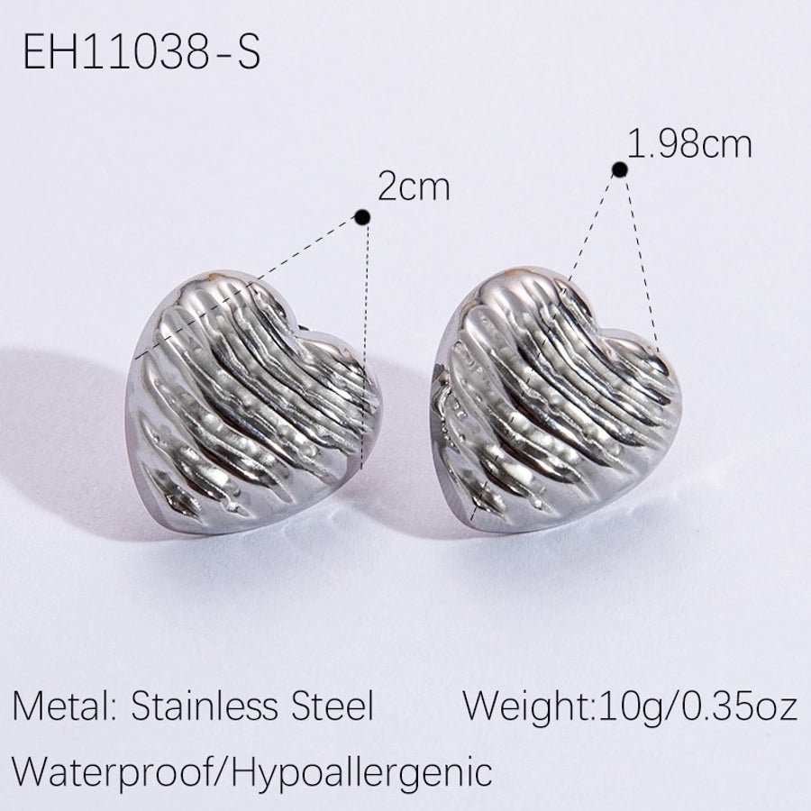 1 Pair Vintage Style Classic Style Geometric Heart Shape Plating 304 Stainless Steel Ear Studs