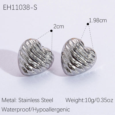 1 Pair Vintage Style Classic Style Geometric Heart Shape Plating 304 Stainless Steel Ear Studs