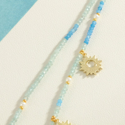 Copper Gold Plated Plating Inlay Sun Zircon Pendant Necklace