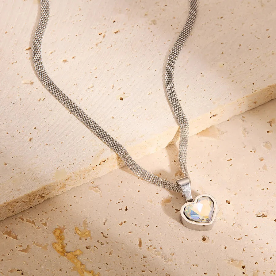 Wholesale Jewelry Vacation Classic Style Heart Shape Titanium Steel Plating Necklace
