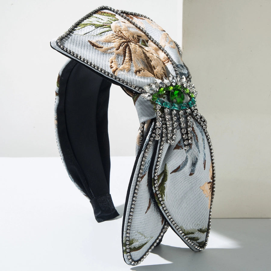 Women's Elegant Glam Luxurious Bow Knot Alloy Cloth Inlay Glass Hair Band