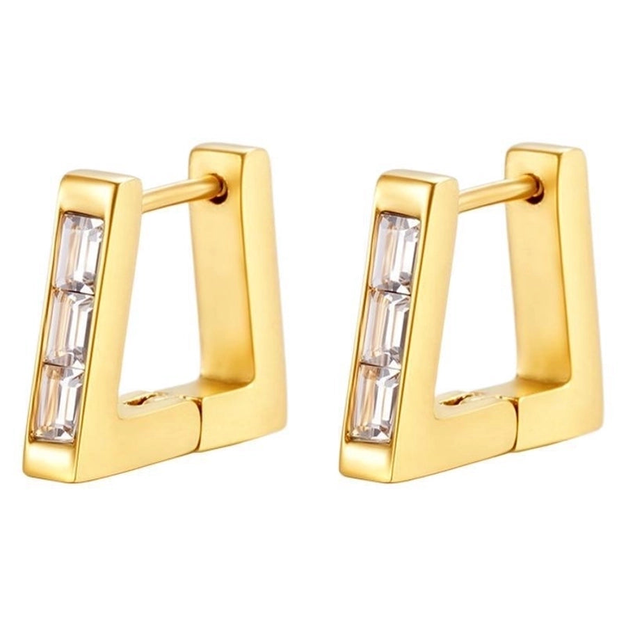 1 Pair Classic Style Geometric Plating Inlay 304 Stainless Steel Zircon 18K Gold Plated Earrings