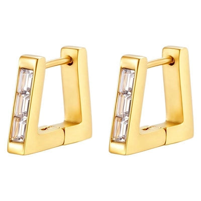 1 Pair Classic Style Geometric Plating Inlay 304 Stainless Steel Zircon 18K Gold Plated Earrings