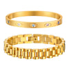 IG Style French Style Classic Style Devil's Eye 304 Stainless Steel 18K Gold Plated Zircon Bracelets Bangle In Bulk
