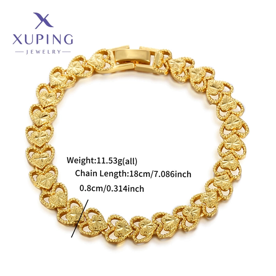 Jewelry Elegant Retro Heart Shape Copper 18K Gold Plated Plating Bracelets