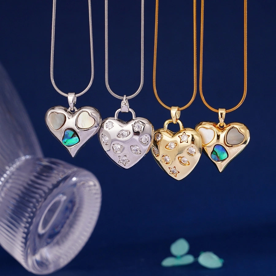 304 Stainless Steel Copper Heart Shape Pendant Necklace