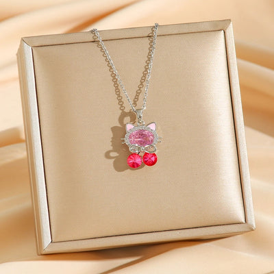 Jewelry Cute Simple Style Cartoon Cat Titanium Steel Zircon Pendant Necklace