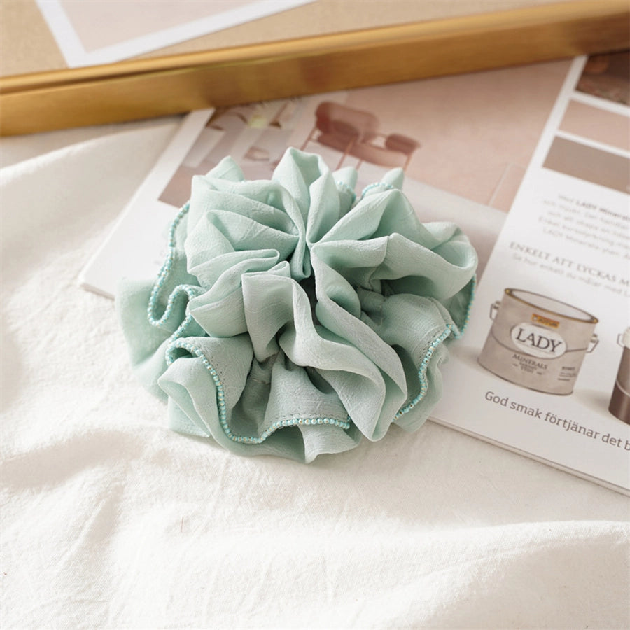 simple style solid color ruffles cloth pleated hair tie 1 piece