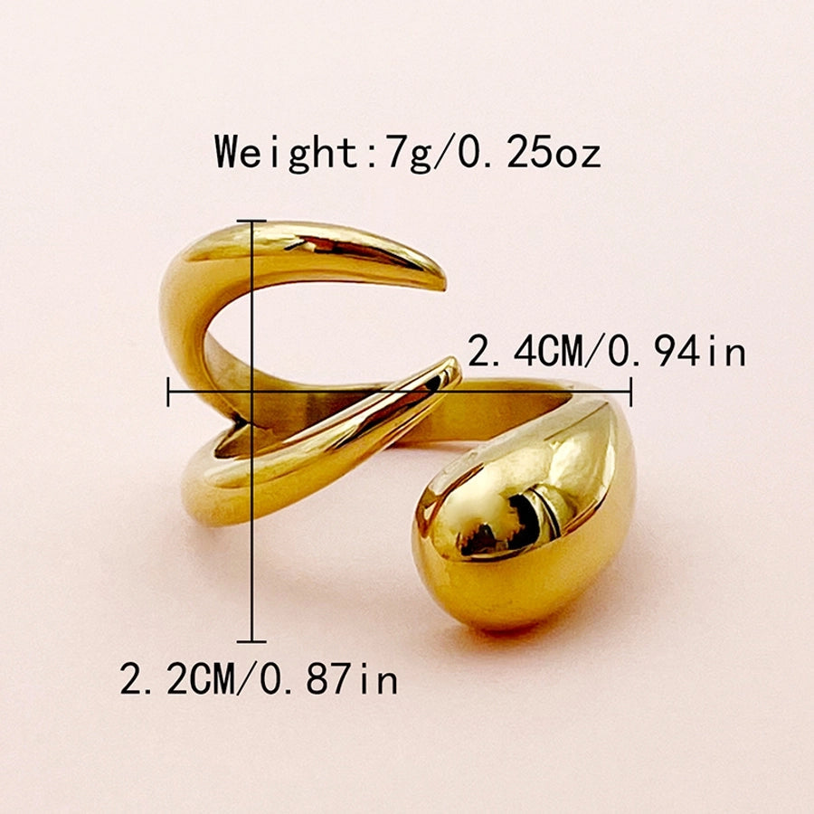 Jewelry Casual Basic Simple Style Asymmetrical Solid Color 304 Stainless Steel 14K Gold Plated Plating Rings
