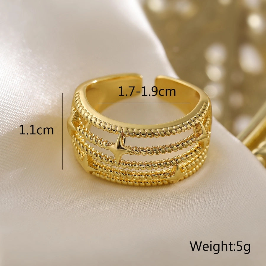 Copper Geometric Open Rings