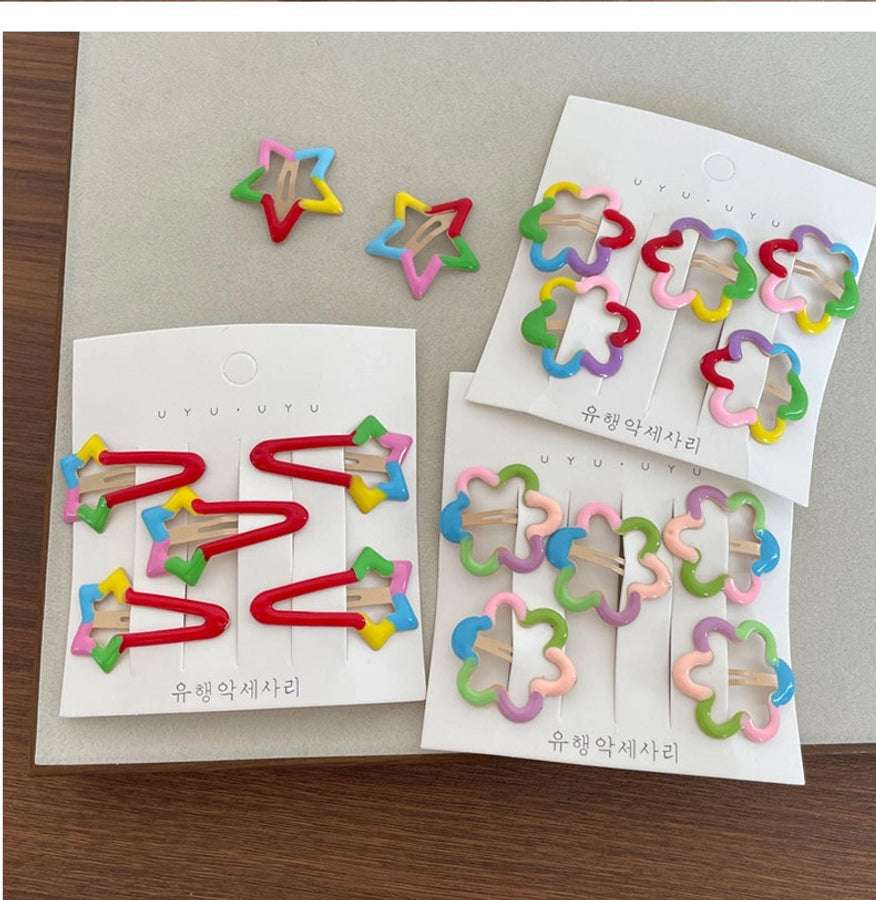 Girl'S Casual Cute Sweet Star Flower Metal Star Flowers Hair Clip