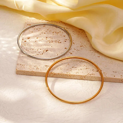 Simple Style Solid Color 304 Stainless Steel 18K Gold Plated Bangle In Bulk
