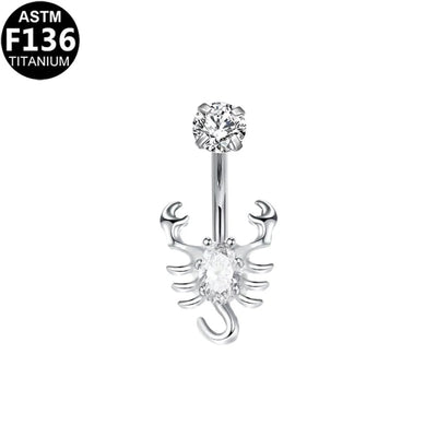 1 Piece Belly Rings Glam Shiny Butterfly Pure Titanium Aluminium Alloy Zircon 14K Gold Plated White Gold Plated