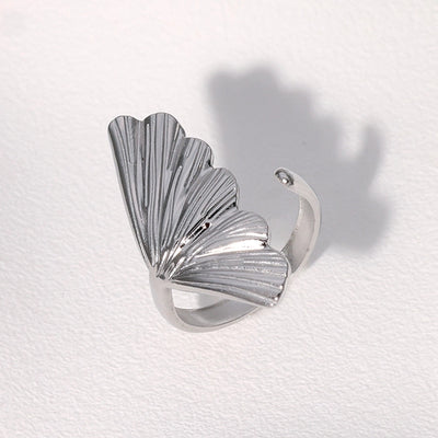 Jewelry Tropical Modern Style Simple Style Leaf 304 Stainless Steel 18K Gold Plated Enamel Stainless Steel Rings