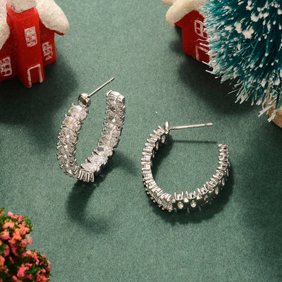 1 Pair Elegant Luxurious Simple Style Geometric Inlay Copper Zircon White K Ear Studs