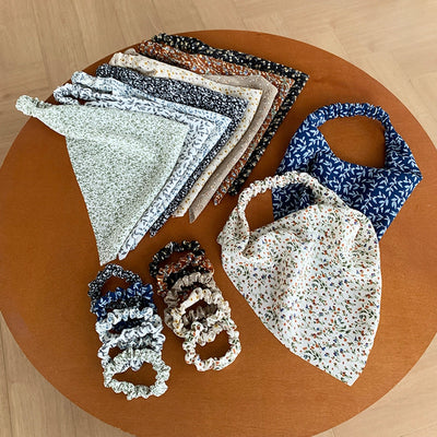 Women's Casual Simple Style Ditsy Floral Cloth scarf Hair Tie