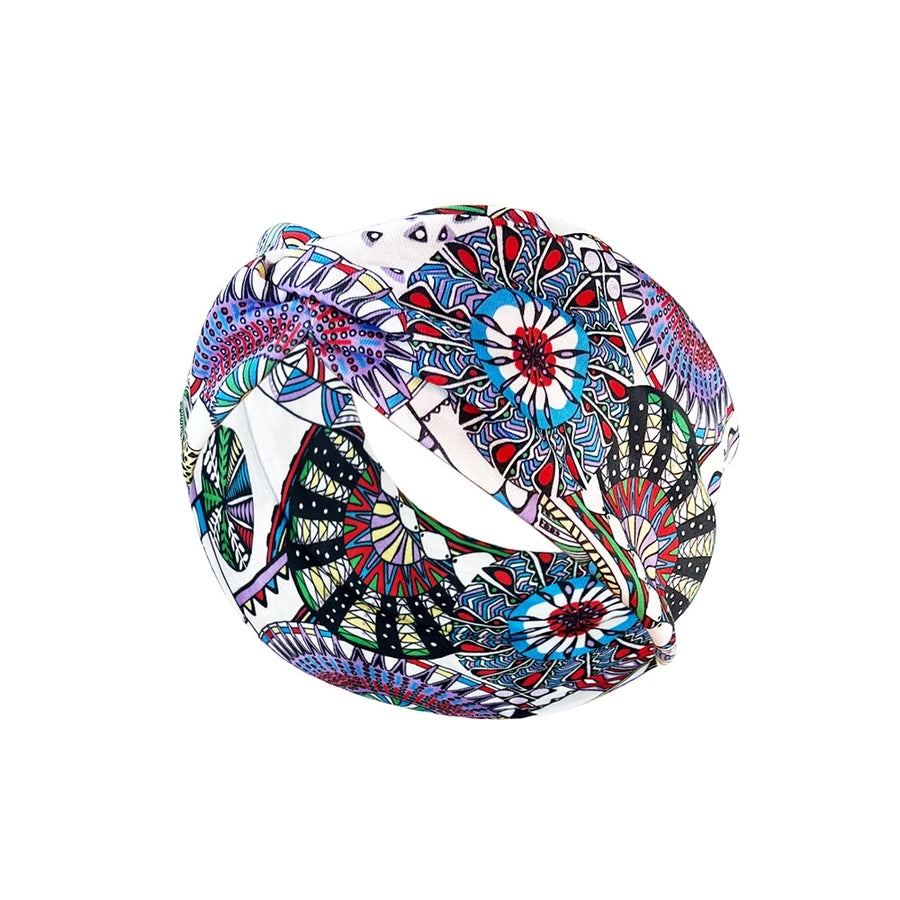 fashion color block flower cloth hair band 1 piece