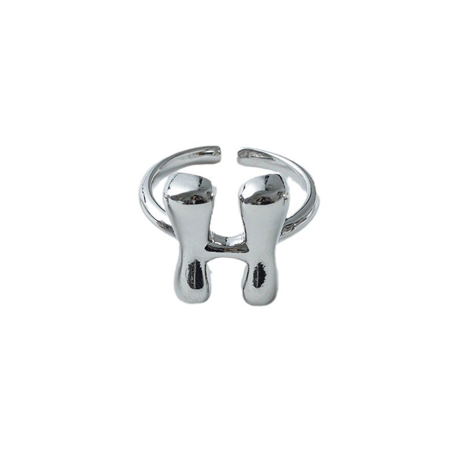 Copper Brass 18K Gold Plated Letter Open Rings