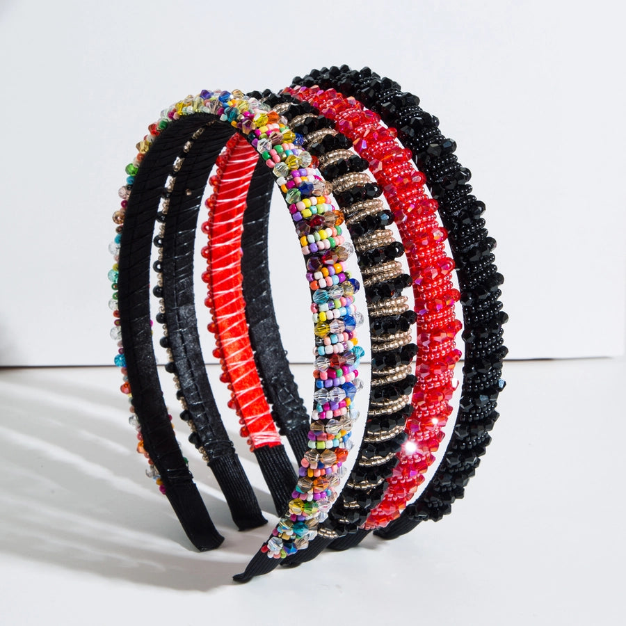 glam shiny flower cloth lace inlay rhinestones pearl hair band