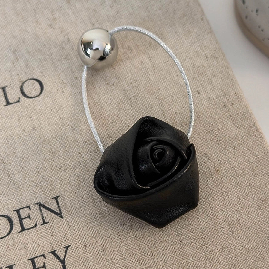 Women's Elegant Classic Style Artistic Flower Leather Hair Tie