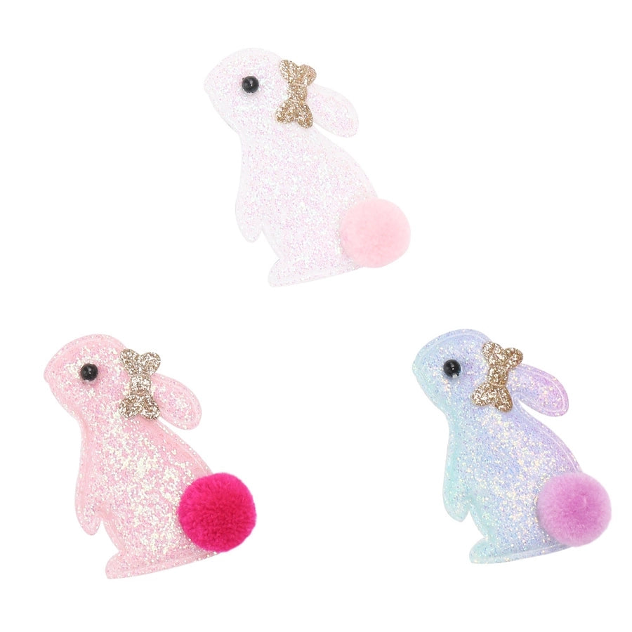 cute sweet rabbit cloth sequins inlay glass bead hair clip