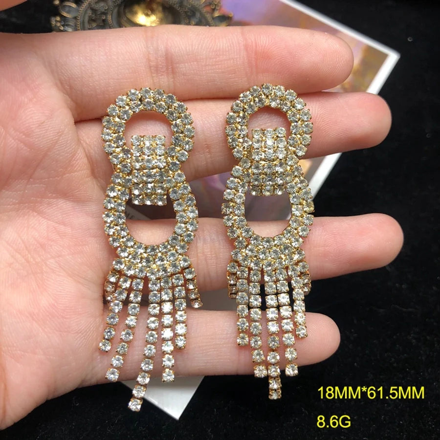 1 Pair Vintage Style Classic Style Geometric Inlay Copper Rhinestones Drop Earrings