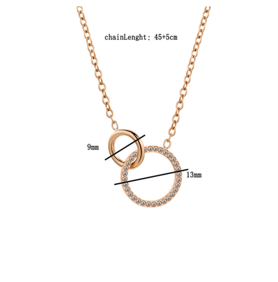 Jewelry Elegant Simple Style Commute Circle 304 Stainless Steel Rose Gold Plated Pendant Necklace