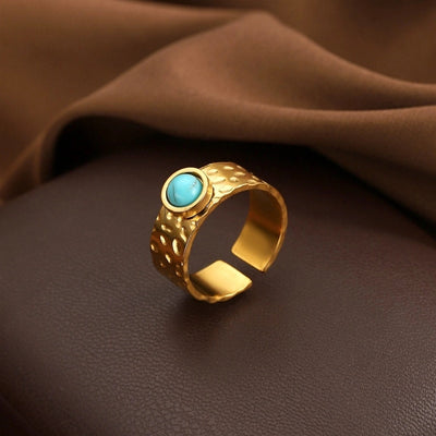 Jewelry Elegant Geometric 304 Stainless Steel Turquoise Open Rings