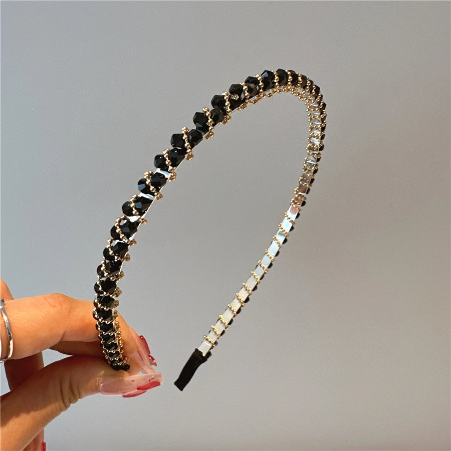Women's Simple Style Solid Color Artificial Crystal Diamond Hair Band