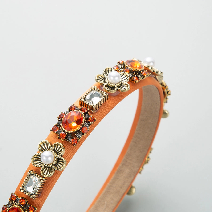 elegant luxurious pearl flower alloy cloth inlay rhinestones pearl hair band