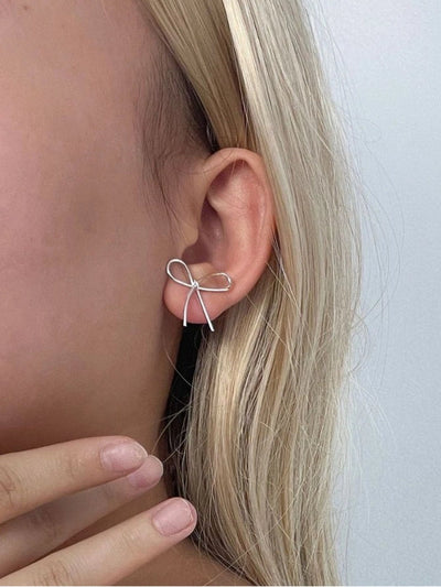 Women's bowknot earrings  lightweight  simple butterfly fashion elegant simple line ear studs earrings