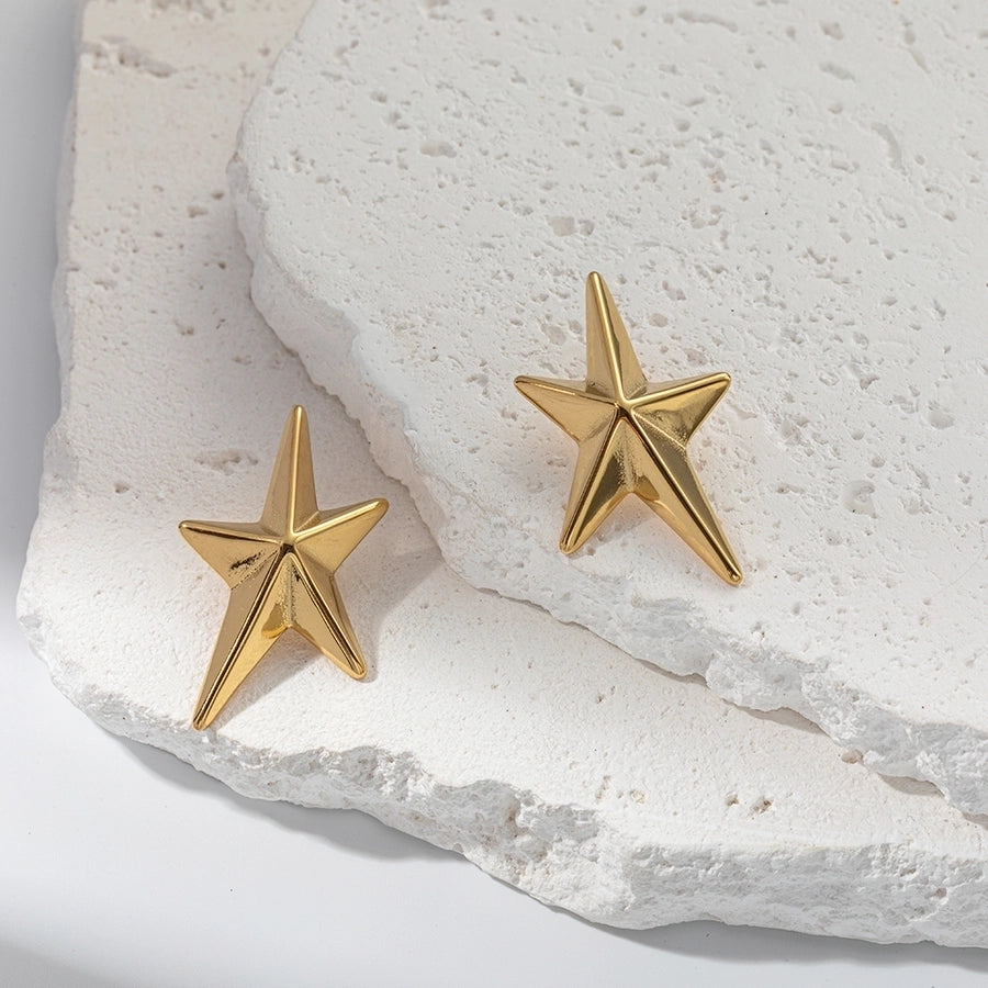 1 Pair IG Style Casual Modern Style Pentagram Plating 304 Stainless Steel 14K Gold Plated Ear Studs