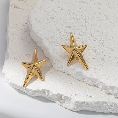 1 Pair IG Style Casual Modern Style Pentagram Plating 304 Stainless Steel 14K Gold Plated Ear Studs