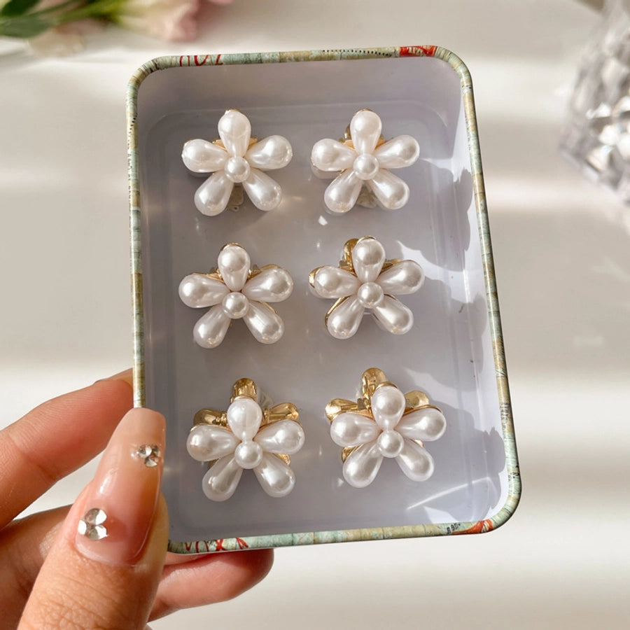 sweet flower imitation pearl alloy resin handmade hair clip