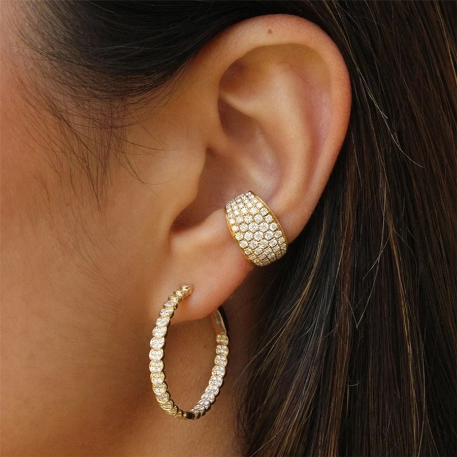 1 Pair IG Style Simple Style Geometric Inlay Copper Zircon Gold Plated Ear Cuffs