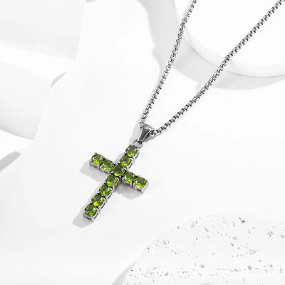 Jewelry IG Style Shiny Cross Titanium Steel Zircon Polishing Inlay Pendant Necklace