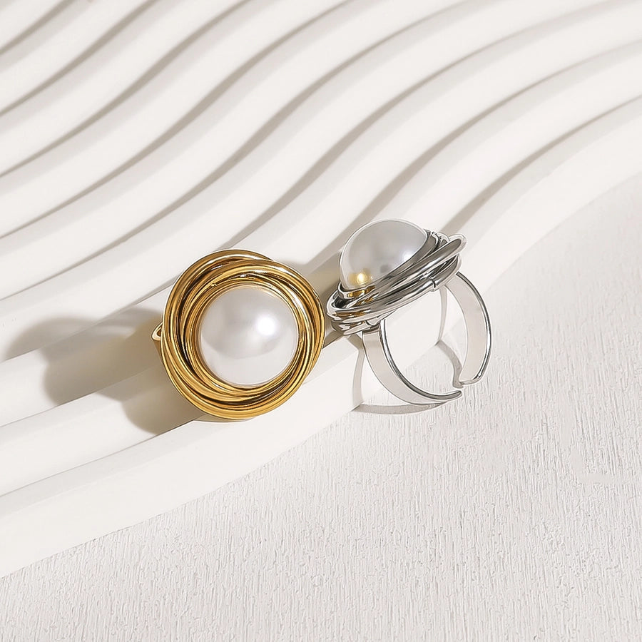 Jewelry Retro Vacation Geometric 304 Stainless Steel 18K Gold Plated Open Rings