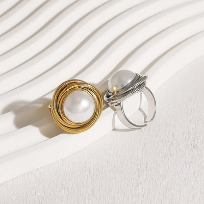 Jewelry Retro Vacation Geometric 304 Stainless Steel 18K Gold Plated Open Rings