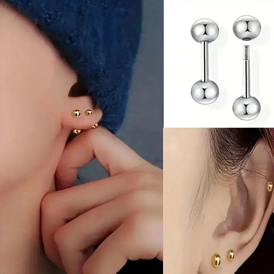 1 Pair Simple Style Round 304 Stainless Steel 18K Gold Plated Ear Studs