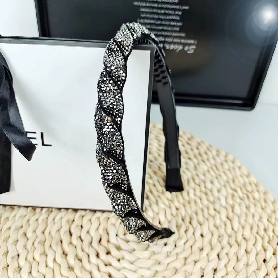 Women's Simple Style Classic Style Solid Color Alloy Rhinestone Inlay Hair Band