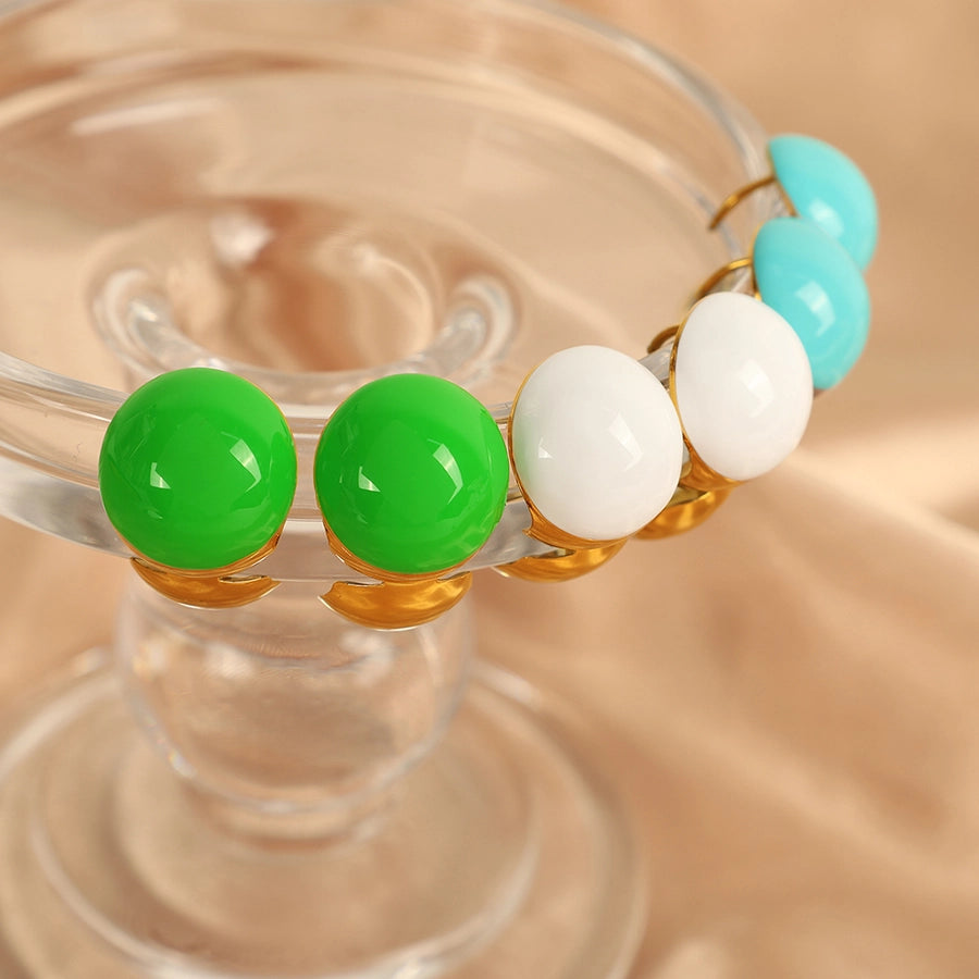 1 Pair IG Style Simple Style Round Enamel 304 Stainless Steel 18K Gold Plated Stainless Steel Earrings