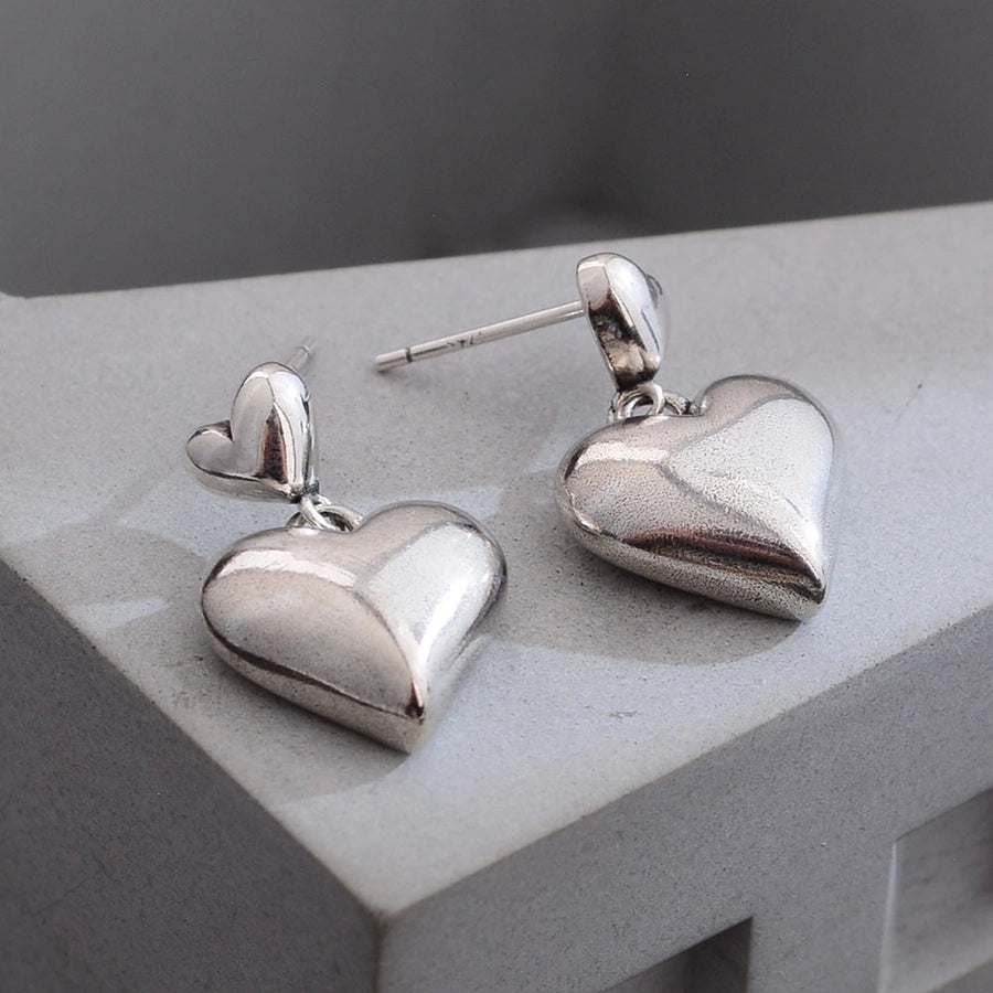 1 Pair Simple Style Heart Shape Copper Drop Earrings