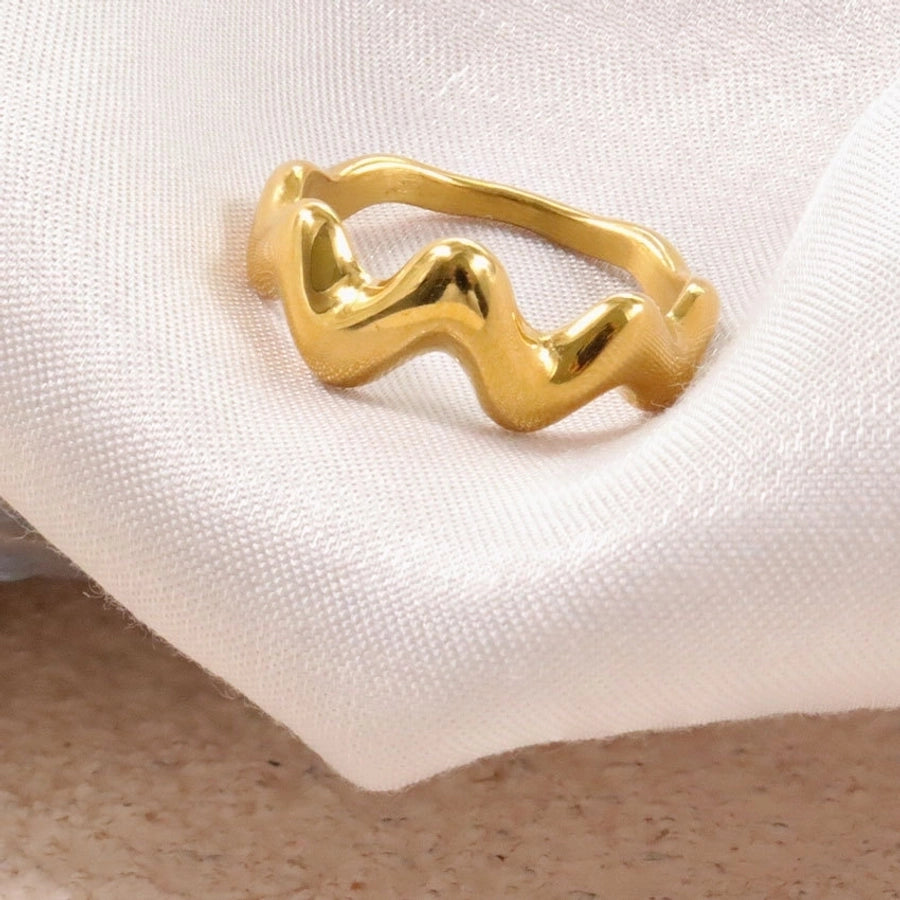 Jewelry Simple Style Waves Solid Color 304 Stainless Steel Rings