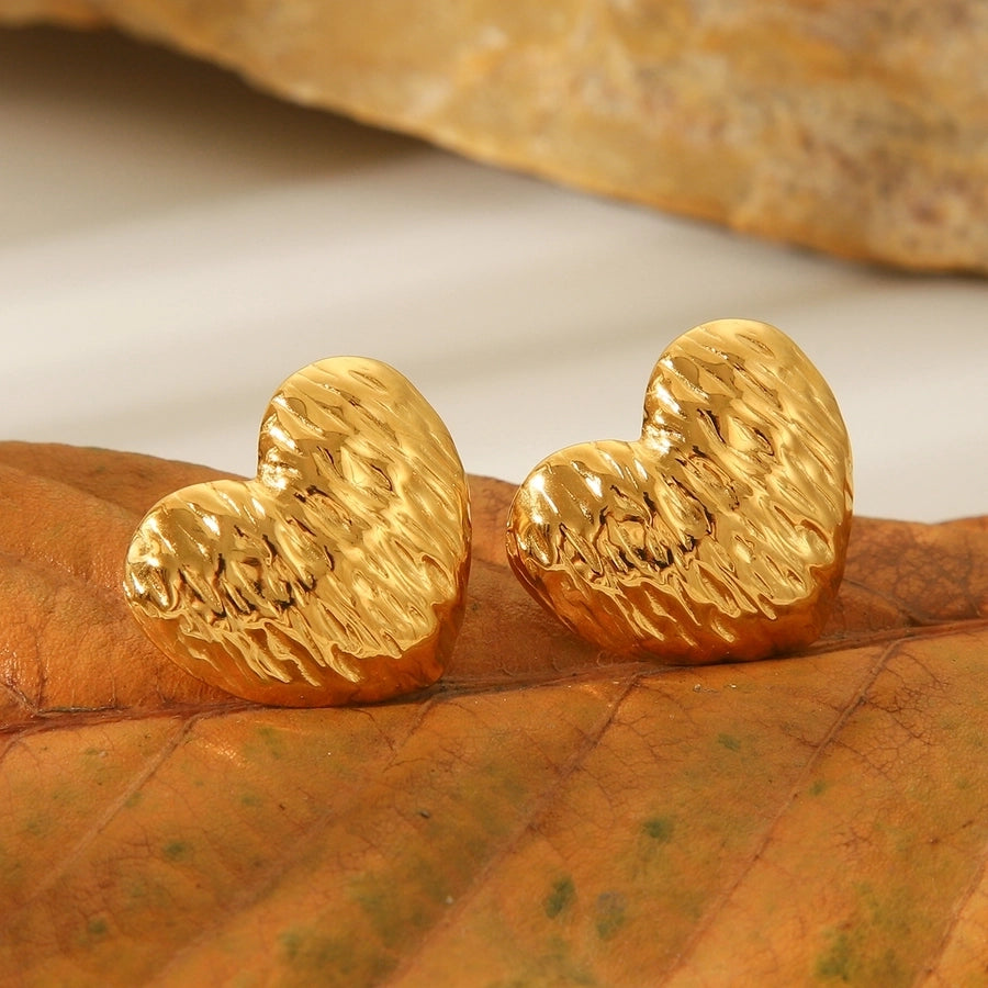 1 Piece IG Style Heart Shape Plating 304 Stainless Steel 18K Gold Plated Ear Studs