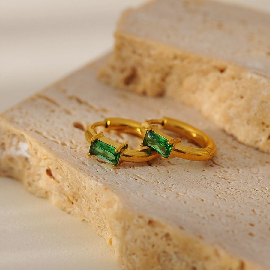 1 Pair Elegant Simple Style Classic Style Circle 304 Stainless Steel Zircon Earrings