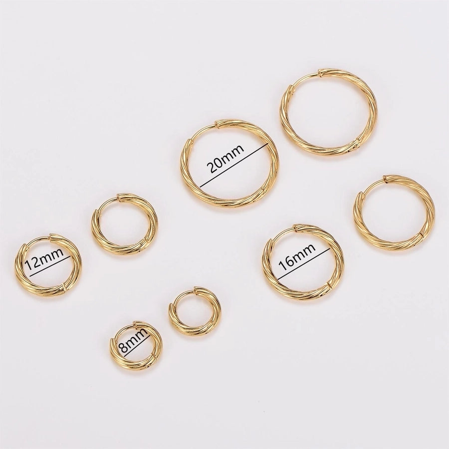 1 Pack of 12 Pairs Casual Simple Style Classic Style Stripe Spiral Stripe 304 Stainless Steel Hoop Earrings Earrings