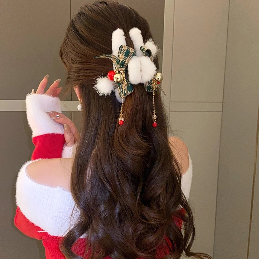 Christmas Casual Simple Style Streetwear Women's Bow Knot Arylic Alloy Hair Claws